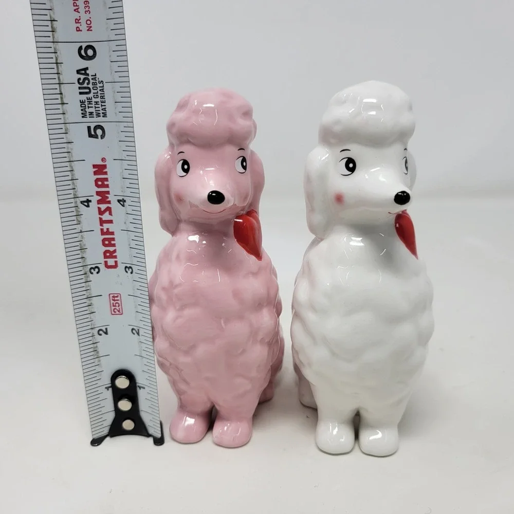 Target Spritz Ceramic Poodle Figurines Set Pink White Red Hearts Valentine Decor